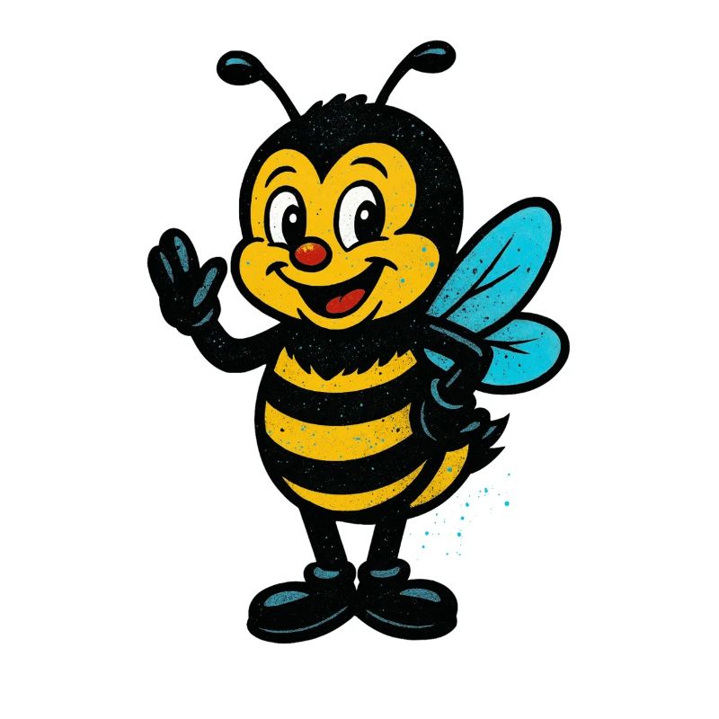 Mascotte de dessin animé d’abeille joyeuse