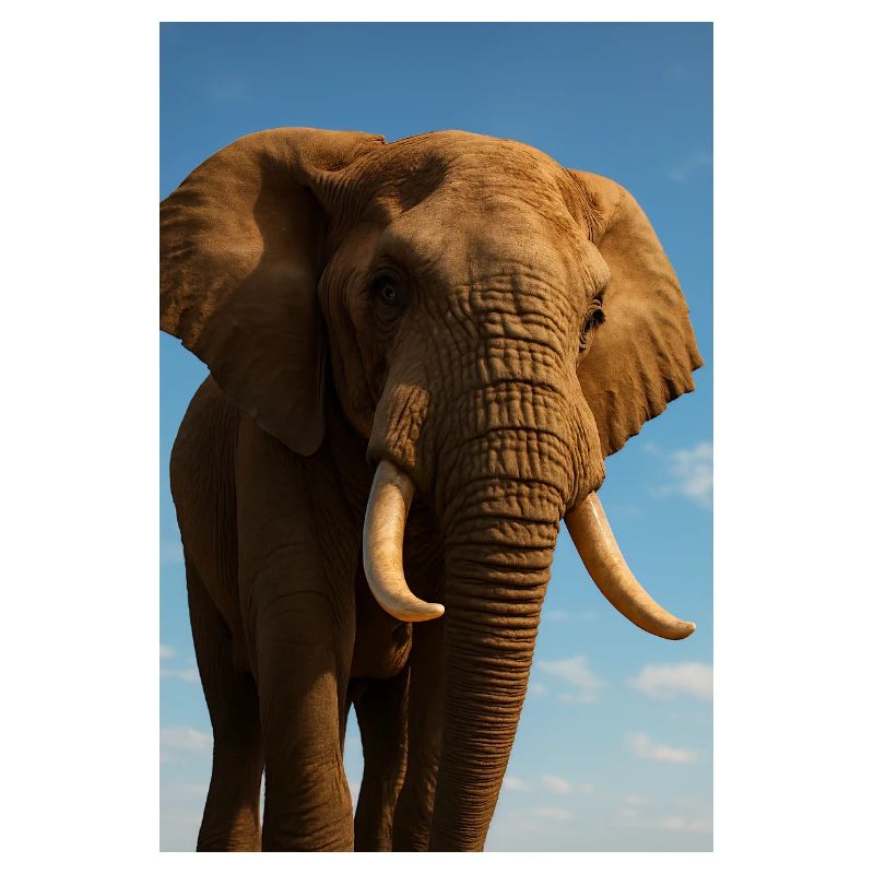 Éléphant en gros plan avec le soleil