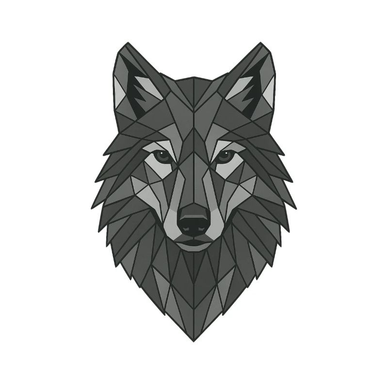 Geometric Gray Wolf Head