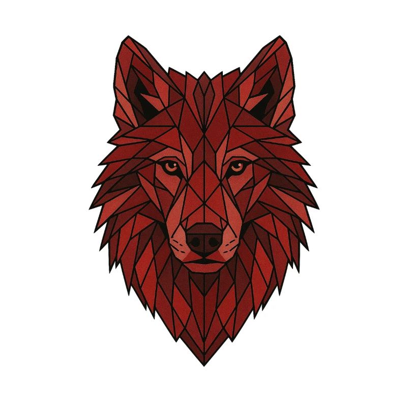 Red Geometric Wolf