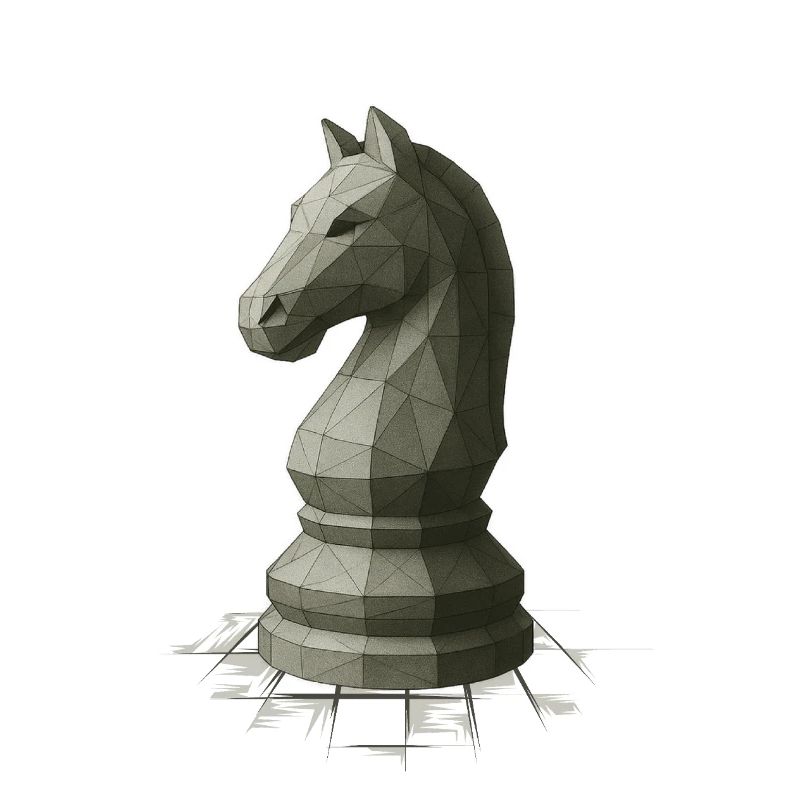 Low Poly Schach Springer Design