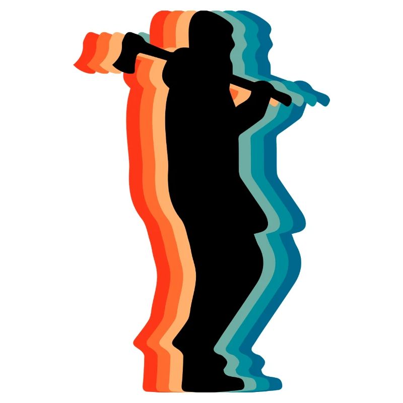 Retro Logging Worker Lumberjack Axe Silhouette Gif