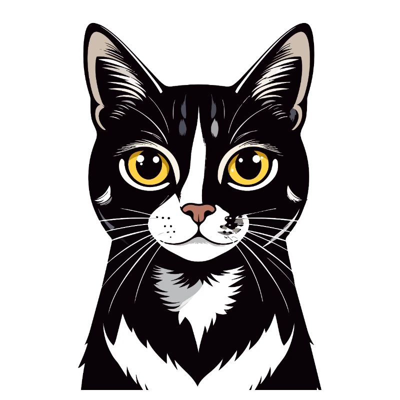 Motif contrastant du chat Noir Blanc du Chat