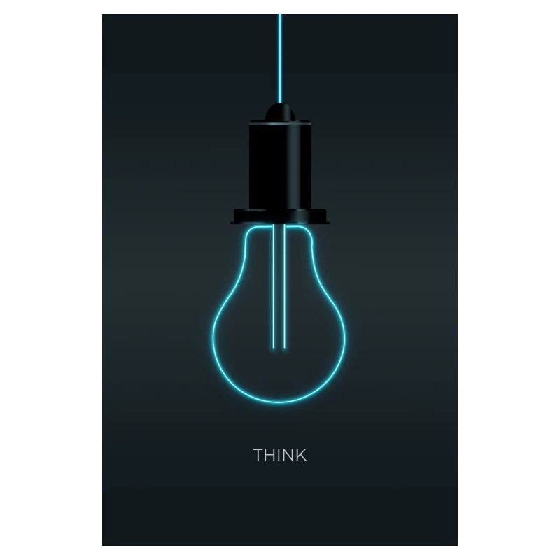 Pensez – Idée créative au néon en bleu électrique