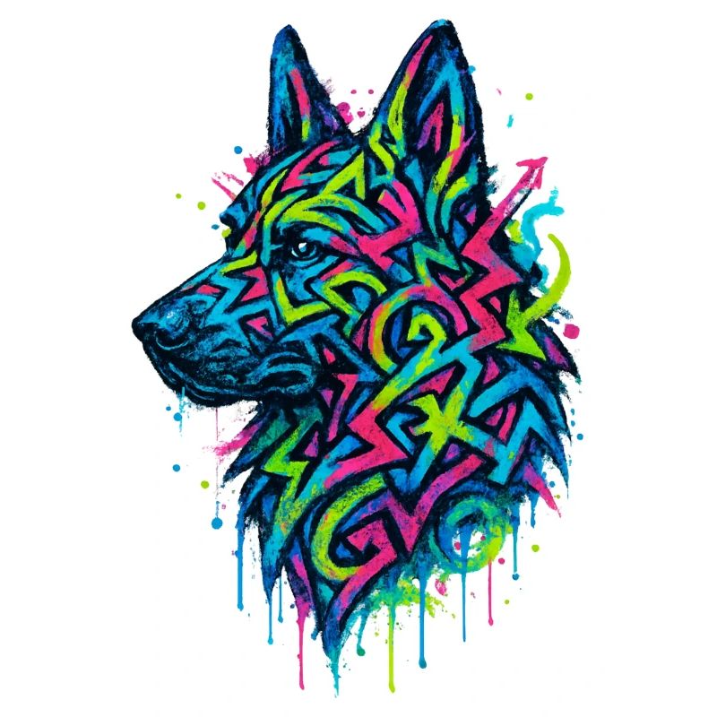 Deutscher Schäferhund-Pop-Art, buntes Hundeeichhörnchen