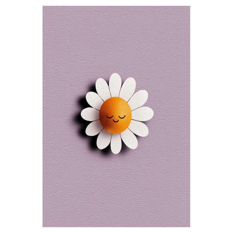 Cheerful Daisy Sun on Lilac Background