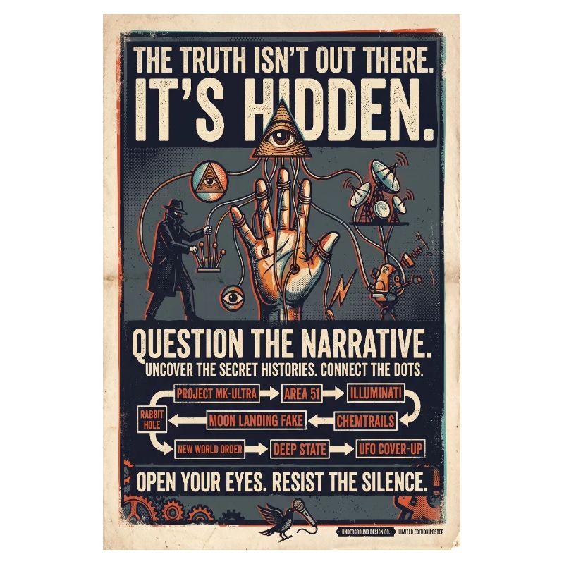 Vérités cachées : Poster rétro de conspiration