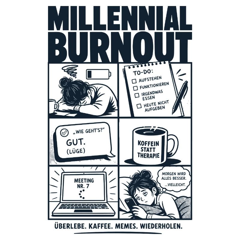 Millennial Burnout Humor Alltag Comic