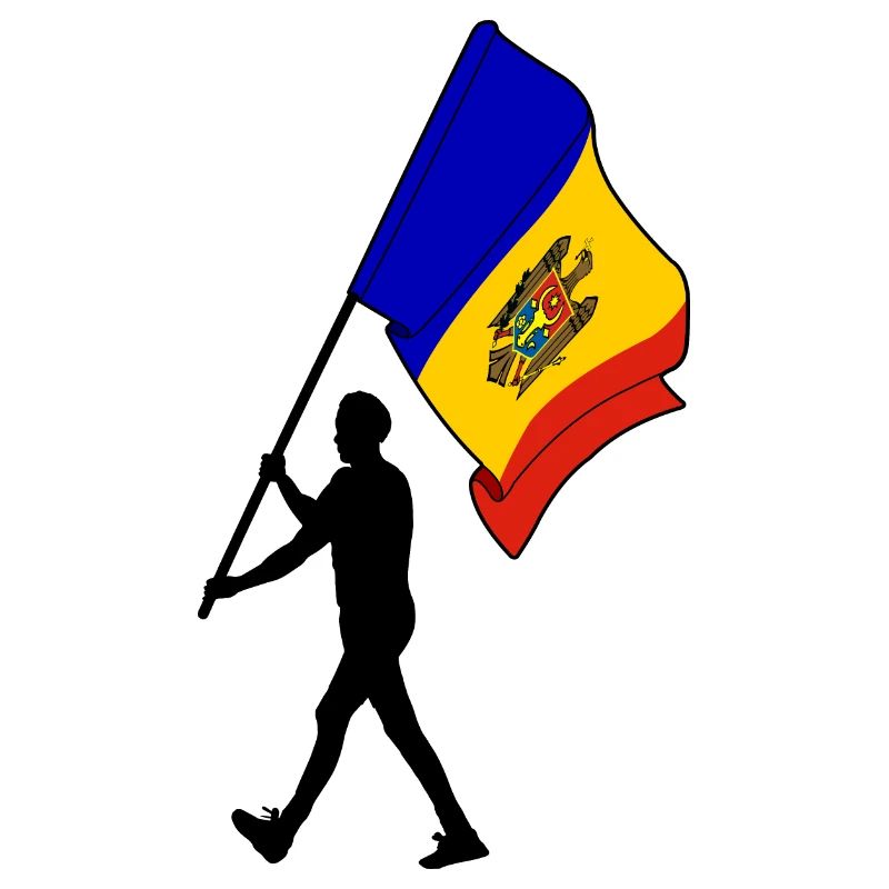 Flag Moldova man walking
