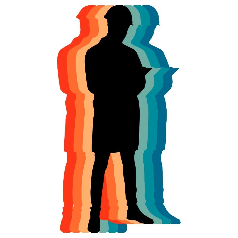 Civil Engineer Retro Silhouette Professional Art