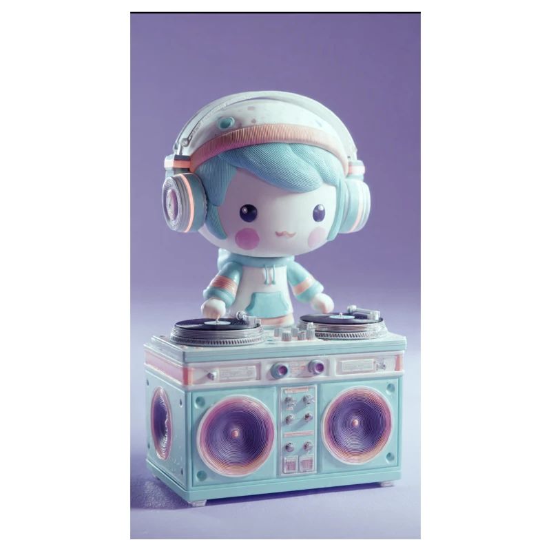 Pastel DJ Doll at Turntable