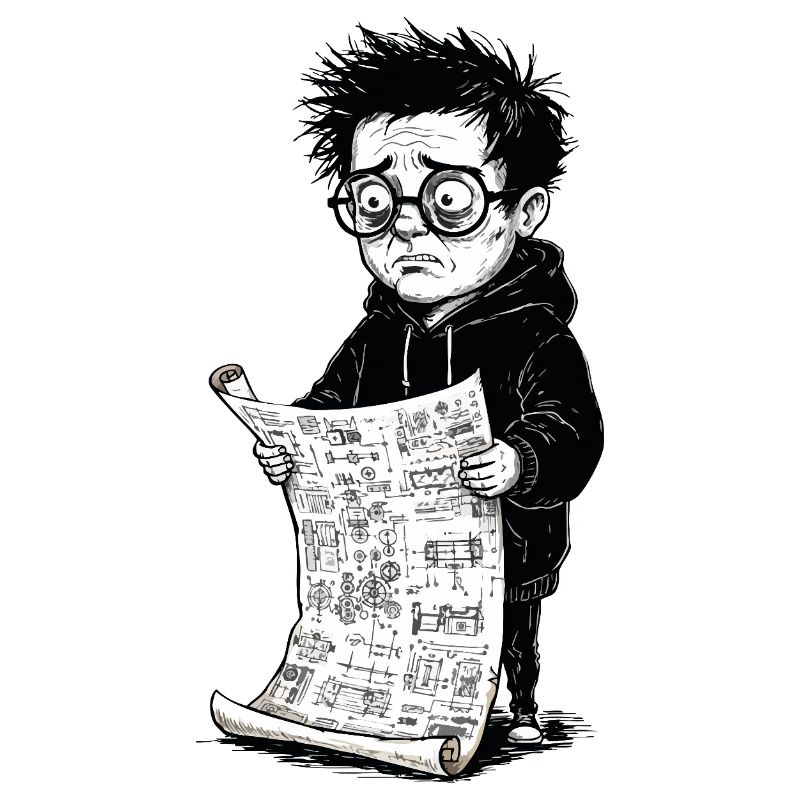 Sad boy reading black newspaperwhite