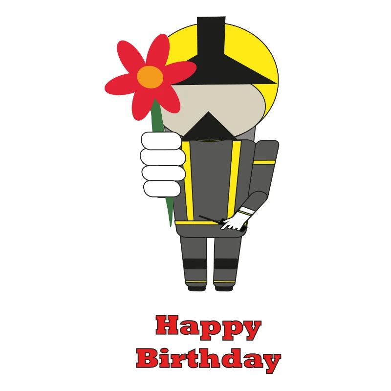Joyeux anniversaire - avec des fleurs - Pompiers