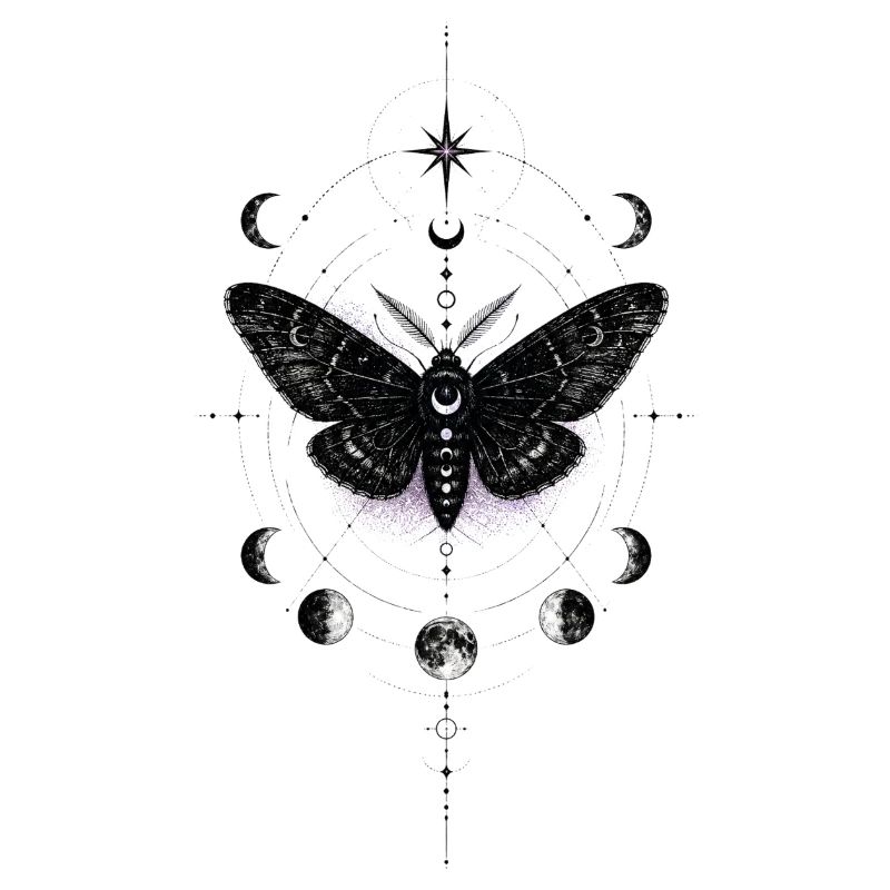 Moonlit Moth in Celestial Ring