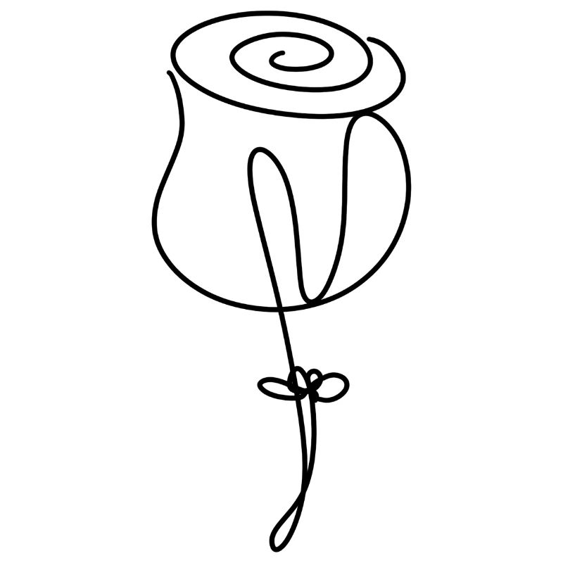 Minimalist Rose Flower Hand Drawn