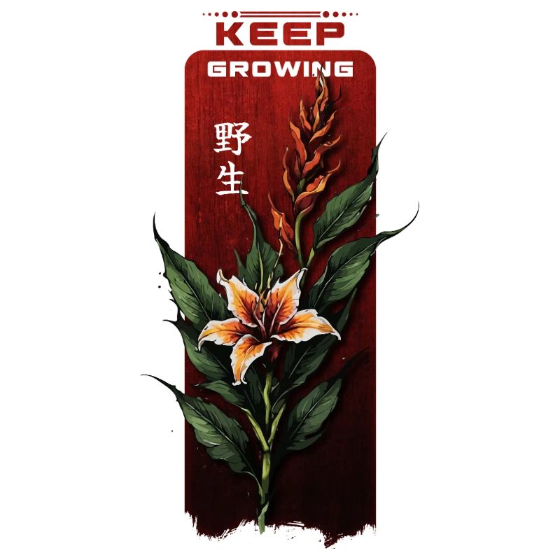Keep Growing Floral on Red Plaque