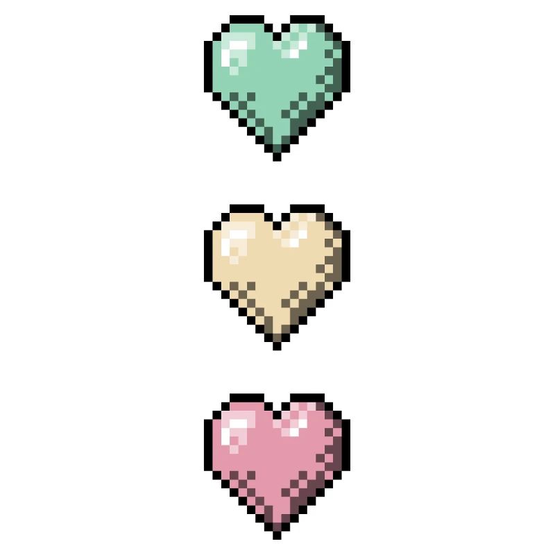 Retro Pixel Art Hearts Stack
