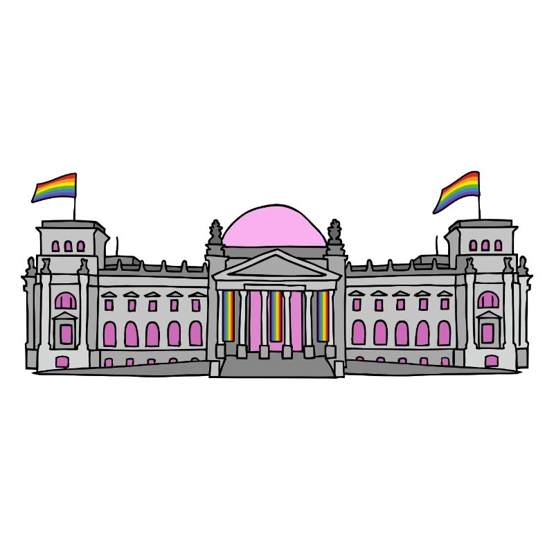 Le Bundestag à Berlin avec des drapeaux arc-en-ciel
