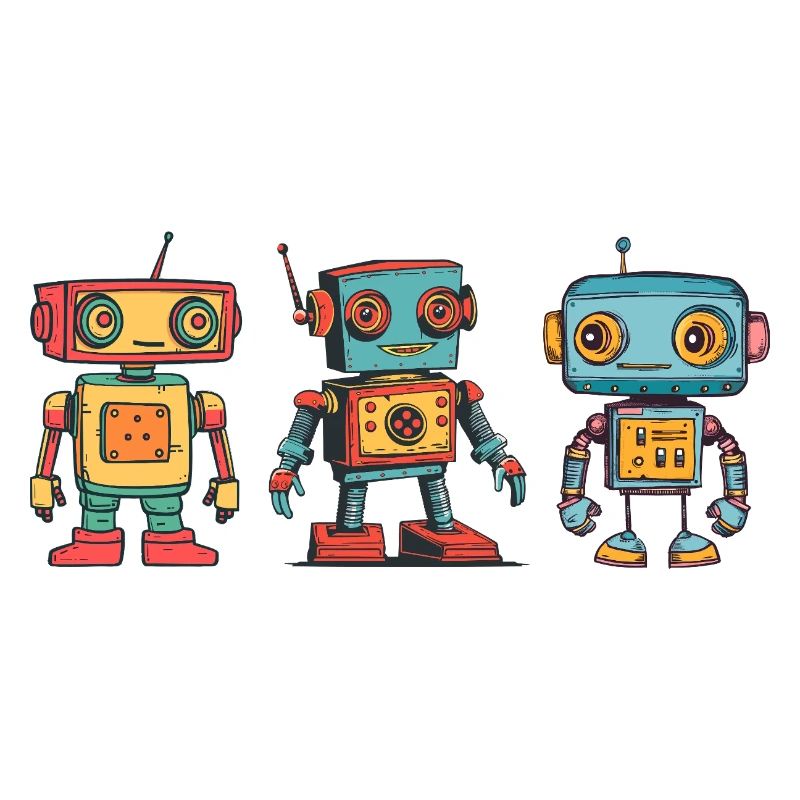 Illustration de robot rétro nostalgique