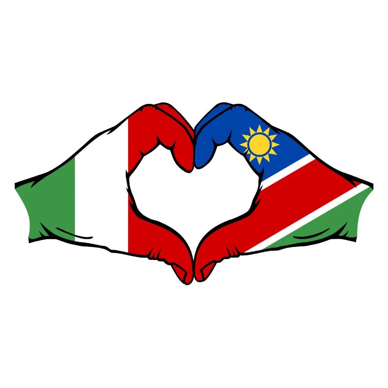 Italy Namibia Flag Hands Heart Shape