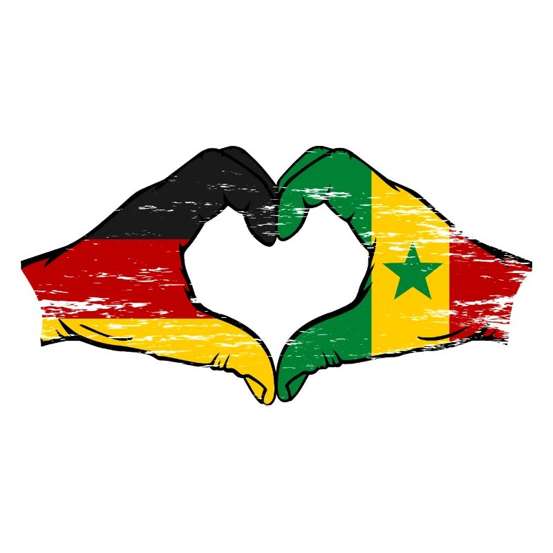 Drapeau de l'Allemagne et du Sénégal, forme de cœur, utilisé