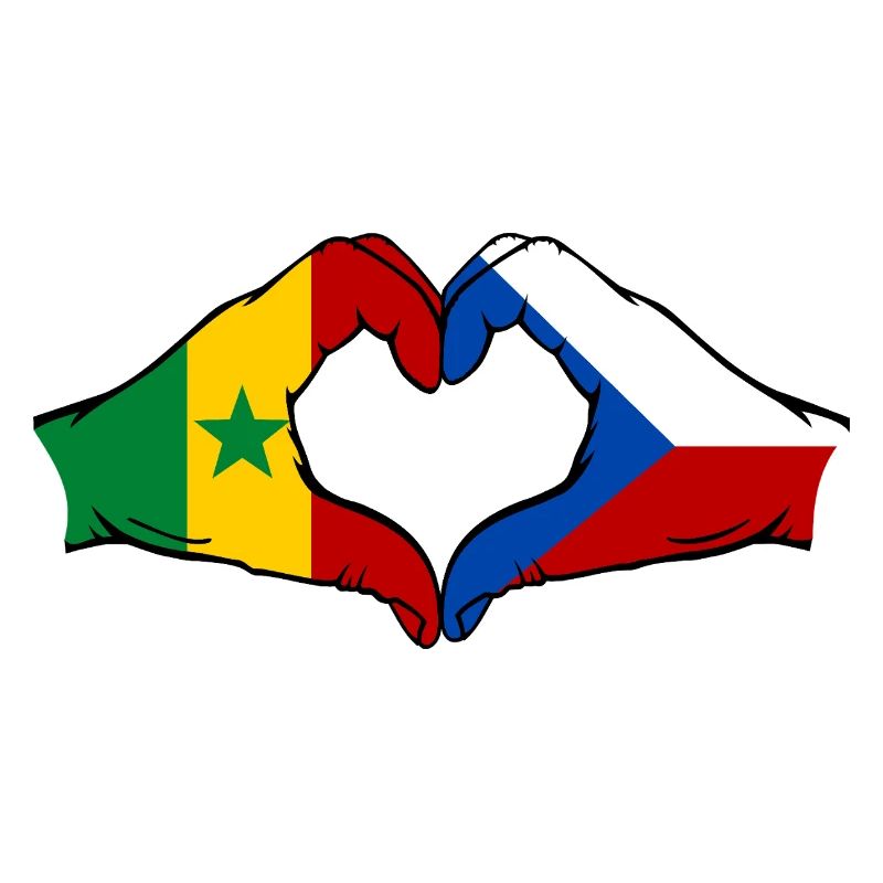 Sénégal République tchèque Drapeau Mains Coeur Forme