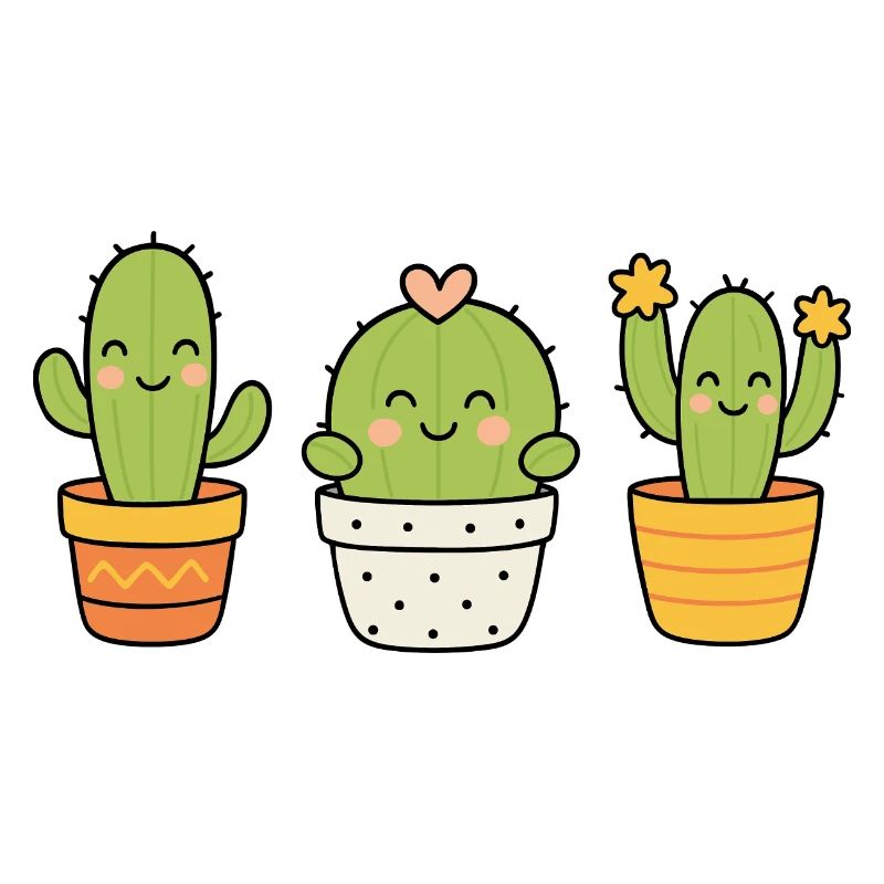 Trio de cactus mignons