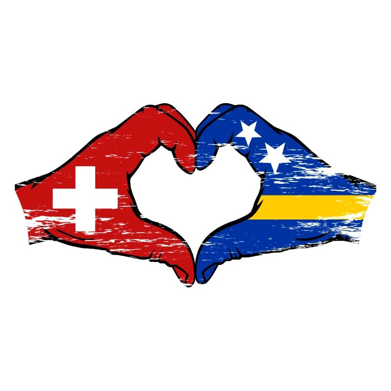 Suisse Drapeau de Curaçao Mains en forme de cœur utilisées