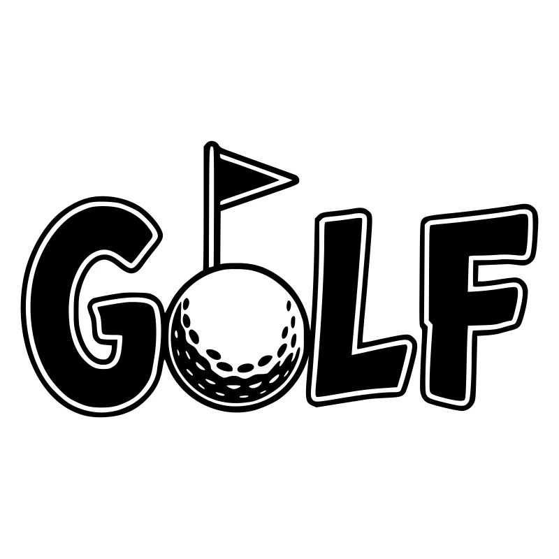 Golf Schriftzug mit Golfball und Golf Flag