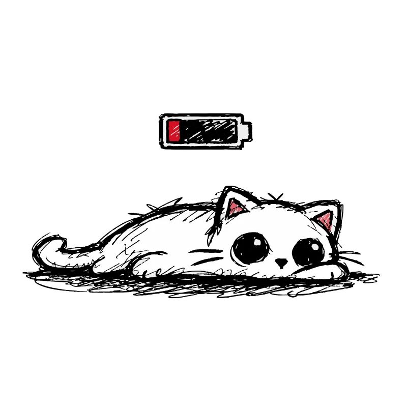 Battery low – Süße Katze Minimal Statement