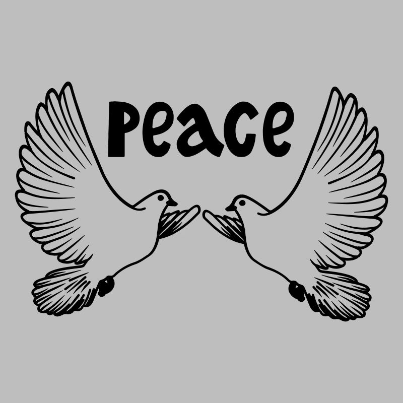 Zwei weiße Friedenstauben farbig Englisch PEACE