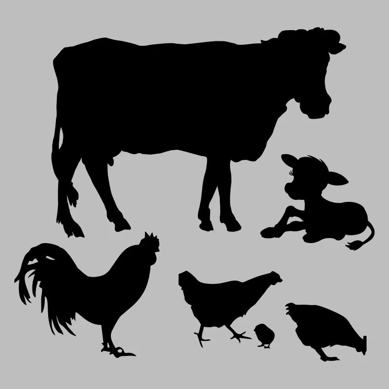 Kuh Kalb Hühner Hahn Küken
