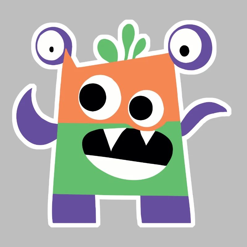 Monstre Bloc Coloré | Chibi géométrique drôle