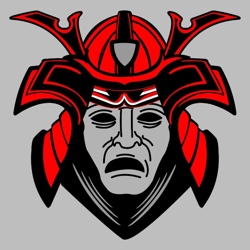 Düsteres Samurai-Gesicht mit Helm