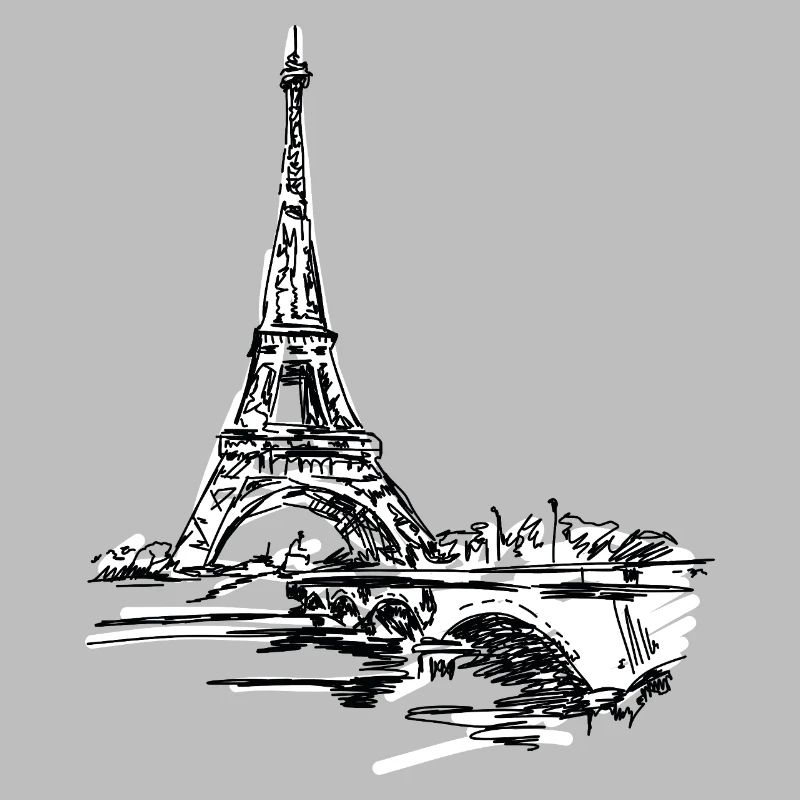 Pariser Skyline: Skizzenhafter Eiffel Turm