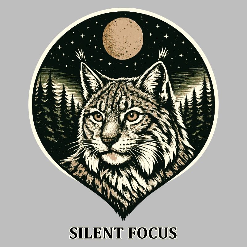 Silent Focus - Lynx dans le style de la gravure sur bois