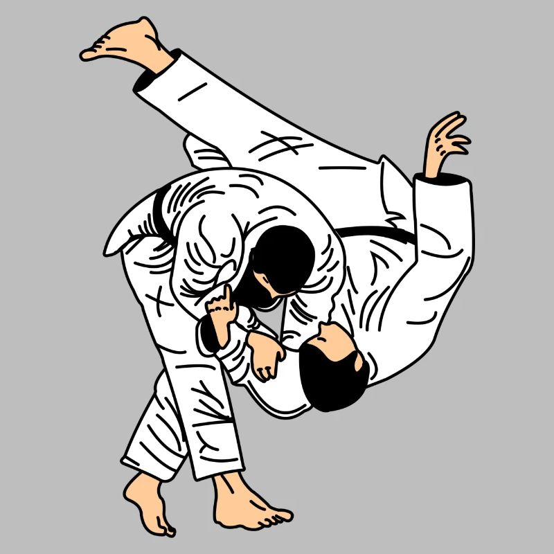 Judo-Wurf im weißen Anzug oder Kimono