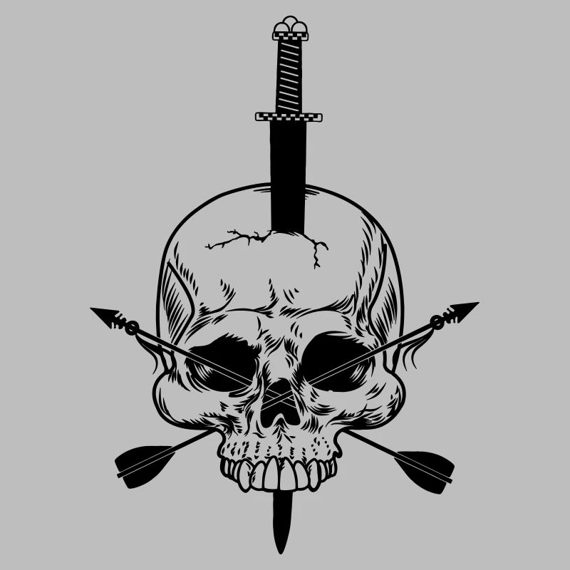 Crâne percé d’épée et de deux flèches