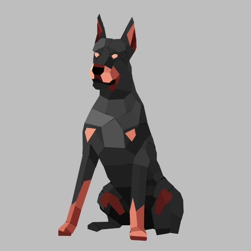 Moderner Dobermann – Low-Poly-Kunst