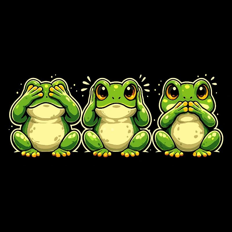 Three Frogs Lake Hear Speak Funny Motif