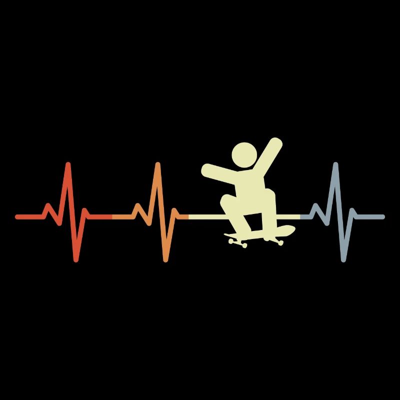 Skateboard Strichmännchen Herzschlag