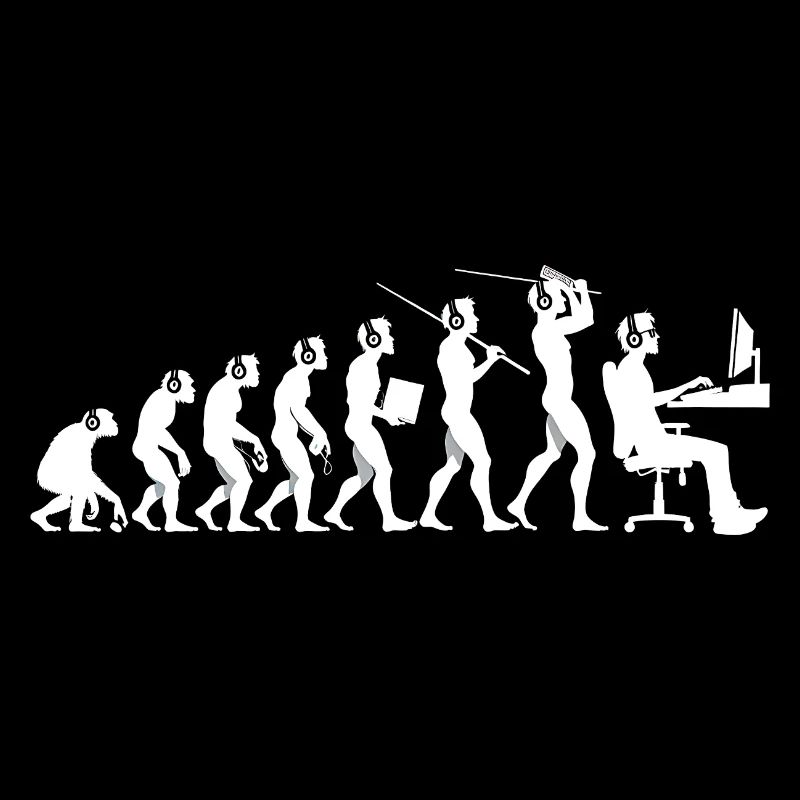 Evolution des Gamers – Humorvolles Gaming Motiv