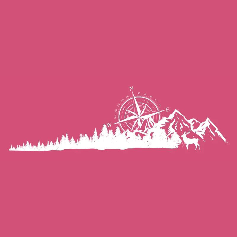 Silhouette de crête de montagne compass