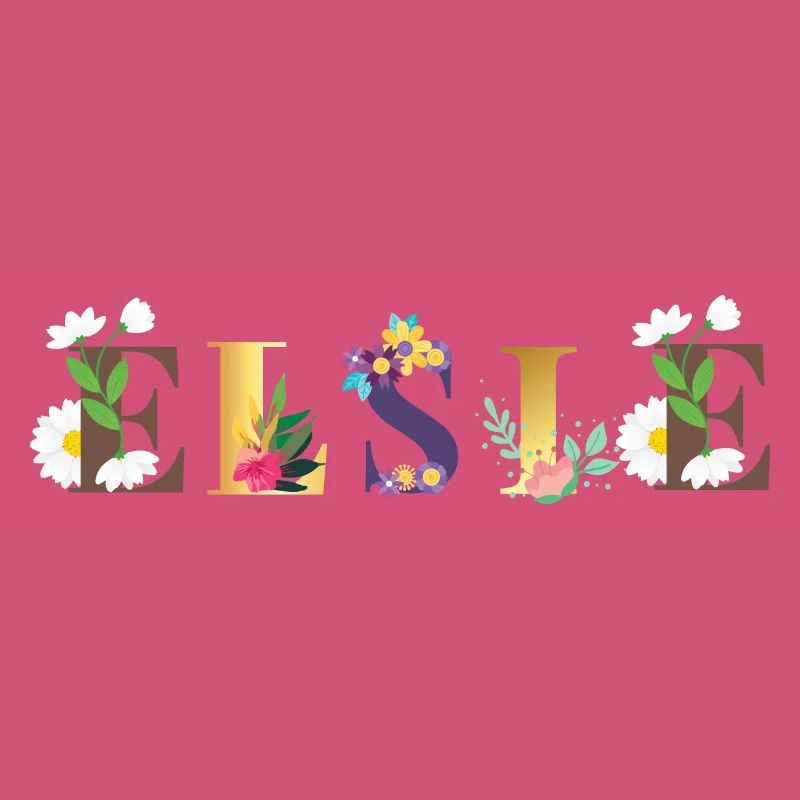 Art du nom ELSIE avec fleurs brodées