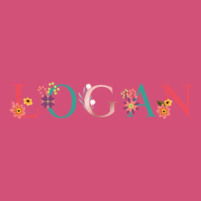 LOGAN Art du nom avec fleurs brodées