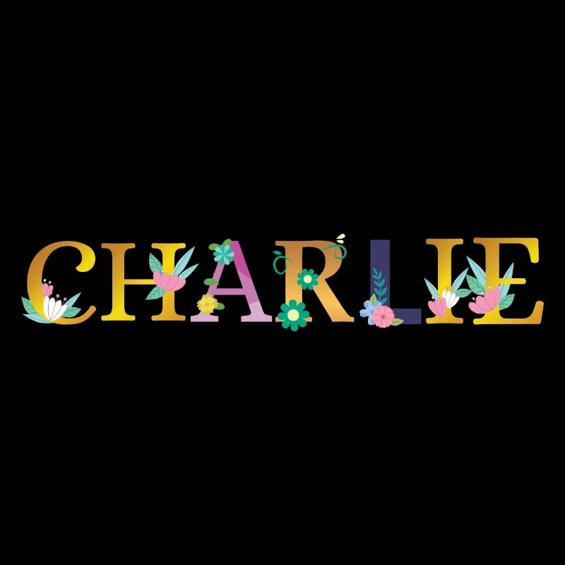 CHARLIE prénom orné de fleurs