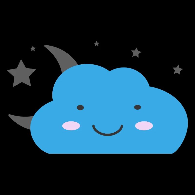 Nuage kawaii et ciel étoilé