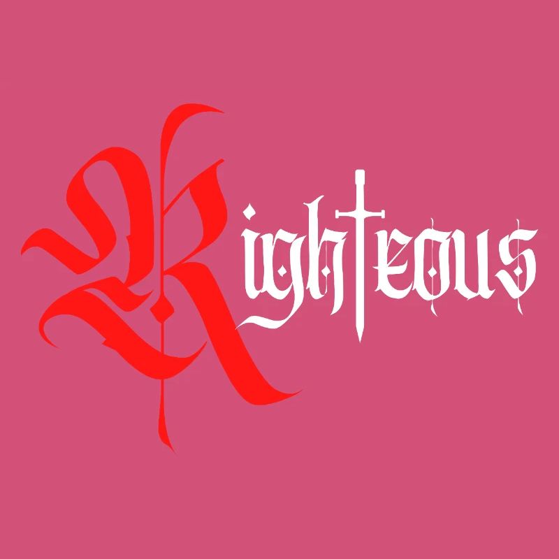 Gothic Righteous Design mit Schwert mit weißem Text