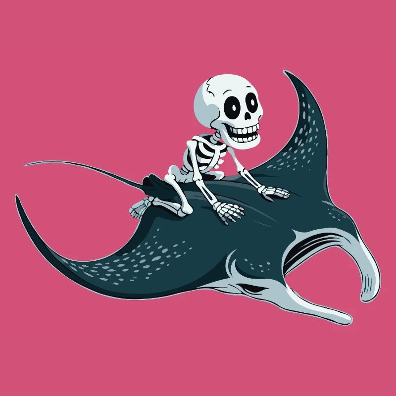 Skeleton on manta ray