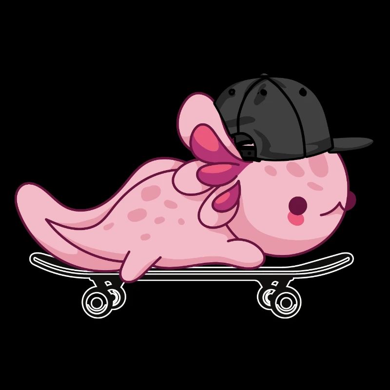 Cooles Axolotl-Skateboarding – Kawaii-Stil